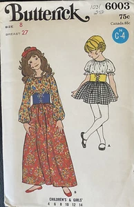 Vestido Vintage Butterick Patrón 6003 Niños/Niñas Talla Una Pieza Talla 8 SIN CORTAR - Imagen 1 de 2