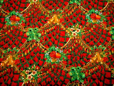 Tela de Navidad 1 5/8 Yardas Floral Campana Met Dorado Rojo Verde 58" Wd Algodón #9 En muy buena condición C Foto 1 de 2