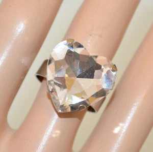 Anello donna argento cuore cristallo trasparente fascia fedina regolabile UW170 - Foto 1 di 1