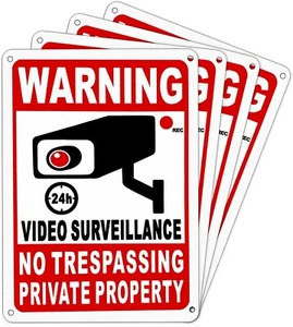 4-Pack Metal No Trespassing Signs Private Property 10 x 7 inch Rust Free 0.04 - Picture 1 of 6
