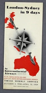 KLM / KNILM ROYAL NETHERLANDS INDIES AIRWAYS AUSTRALIA AIRLINE TIMETABLE 1938/9 - Picture 1 of 7