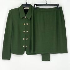 ST. JOHN COLLECTION 2pcs Jacket 4 & Skirt 8 Suit Emerald Green Santana Knit WJ6