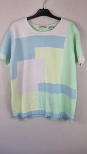 Pullover Orvis manga corta tejido algodón estilo bloques de colores talla grande - Imagen 1 de 8