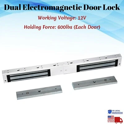 Double 12V Electric Magnetic Door Lock Dual Electromagnetic 600LB Access Control - Image 1 of 4