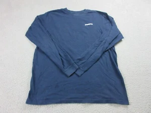Patagonia Shirt Mens Large Blue Outdoors Mountain Logo Crew Hiking - Picture 1 of 13