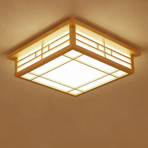 Japanische Deckenleuchte LED Warme Licht Beleuchtung Holz Deckenlampe Wohnzimmer - Bild 1 von 12
