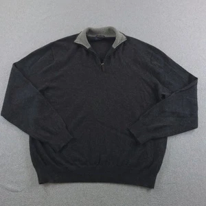 Club Room Sweater Mens Large Gray Cashmere Estate Half Zip Pullover Collar Soft - Picture 1 of 12