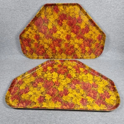 Bandeja para servir vintage de fibra de vidrio Silite MCM floral años 60 par de hojas 22" X 14" Foto 1 de 4