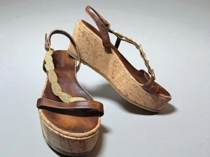 Genuine MAKIS KOTRIS handmade Wedge Platform Greek Sandals Women’s Sz 7 eu 38 - Picture 1 of 6
