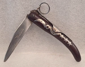 ANILLO CUCHILLO BOLSILLO PLEGABLE ANTIGUO OKAPI - BLOQUEO ESTRELLA Y LUNA HECHO EN ALEMANIA - Imagen 1 de 12