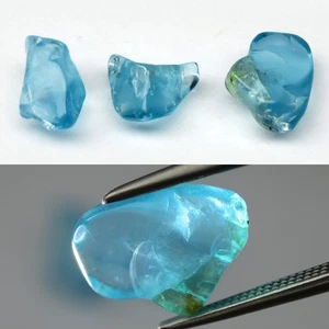 💎 5.52ct 3pcs Lot Polished Rough Natural Blue Apatite - Unheated, Africa Gems - Picture 1 of 6