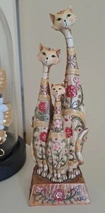 VINTAGE SEYMOUR MANN CATS FIGURINE RESIN SCULPTURE FLORAL DESIGN. - Picture 1 of 7