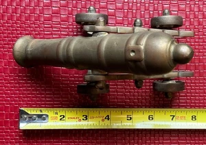 Vintage Decorative Brass Cannon on Wheels - Made in England 7” - Picture 1 of 7
