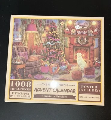 Advent Calendar-Christmas Fireplace Jigsaw Puzzle 1008pcs W/ Poster-NEW Unopened - Image 1 of 4