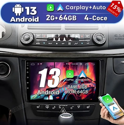 2+64G Android13 Carplay Car Stereo Radio GPS Nav DAB For Mercedes W211 2002-2007 - Image 1 of 4