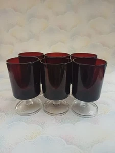 Juego de 6 copas vintage años 60 70 rojas tallo corto 11 cm de alto - Imagen 1 de 4