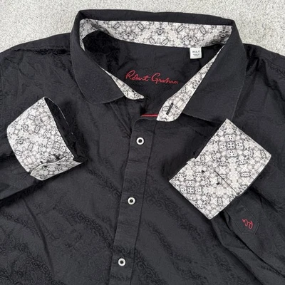 Рубашка мужская Robert Graham с черным принтом жаккардовая с откидными манжетами размер 3XLT - Изображение 1 из 4