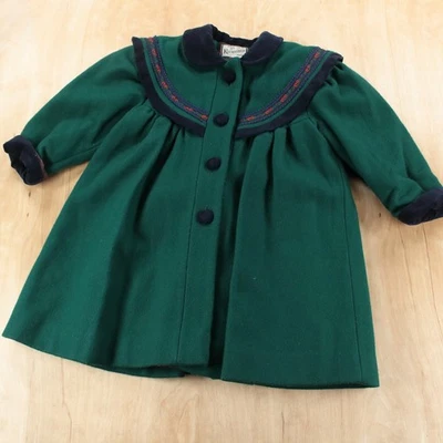 Abrigo de guisante de lana floral bordado ROTHSCHILD etiqueta 4T de colección años 70 80 hecho en unión en Estados Unidos Foto 1 de 4