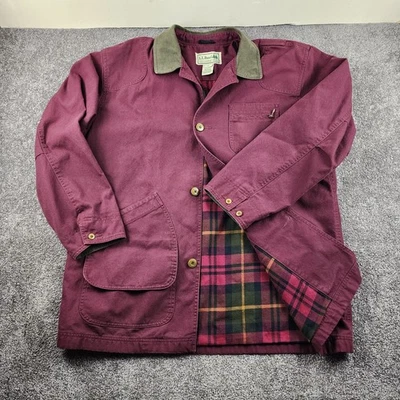 Chaqueta de Granero LL Bean XLT De Colección Años 90 Roja Manta Forrada Pana Cuello Tareas Abrigo Foto 1 de 4