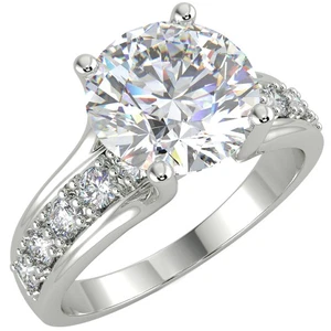 2.02 Ct Round Cut VVS2/E Solitaire Pave Diamond Engagement Ring 14K White Gold - Picture 1 of 6