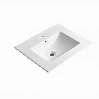 Lavabo da incasso rettangolare 71 cm in ceramica bianca design moderno bagno - Immagine 1 di 4