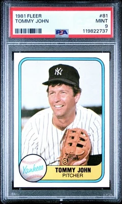 Fleer #81 Tommy John 1981 PSA 9 *muy poco pop* Foto 1 de 2