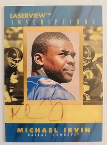MICHAEL IRVIN 1996 PINNACLE LASERVIEW INSCRIPTIONS AUTOGRAPH AUTO 0807/3050! - Picture 1 of 2