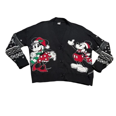 ✨🎄 Disney Mickey Mouse Holiday Knitted Christmas Cardigan Size M 🎄✨ - Image 1 of 4