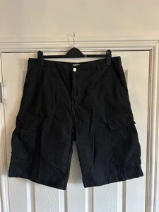 Carhartt WIP Men’s Cargo Shorts Black Size 34 Waist Baggy Loose Pockets - Picture 1 of 3