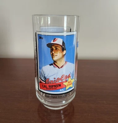 Taza vintage de vidrio de coleccionista Orioles Cal Ripken McDonalds ~ usada en excelente estado ~ Topps Foto 1 de 4