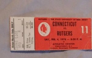 1978 Connecticut Vs Rutgers College Basketball Ticket Stub 2/4/78 - Picture 1 of 1