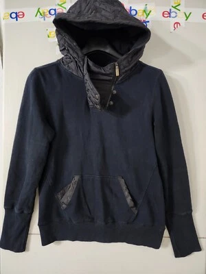 Fox Racing Sweatshirt Womens M Blue Black Hoodie Pullover Quilted Contrast Cowl - Image 1 of 4