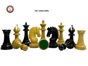 3.75" Sheffield Knight Luxury Chess Pieces Only Set- Double Weighted Ebony Wood - Picture 1 of 6