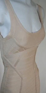 authentic Herve Leger pale peach bandage body con cocktail dress new XXS - Picture 1 of 3