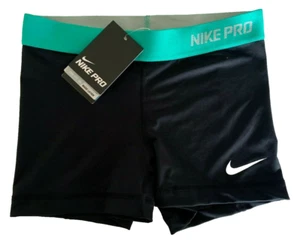 NEW NIKE PRO [S] Women's 2.5" COMPRESSION Yoga/Gym SHORTS-Black/Green 519240-021 - Picture 1 of 3