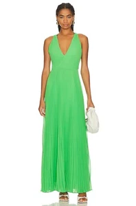 MILLY ORIA PLEATED KELLY GREEN SLEEVELESS MAXI DRESS SIZE 2 $475 - Picture 1 of 14