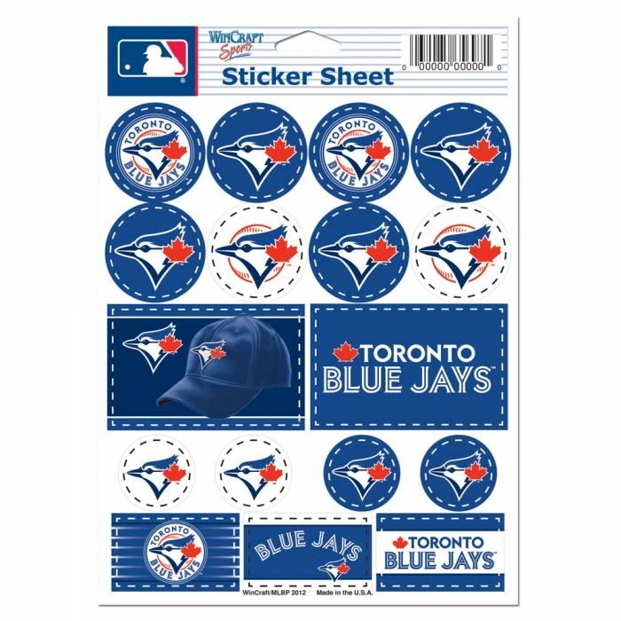 Toronto Blue Jays 5 x 7 Sticker Sheet Free Shipping - Image 1 of 1