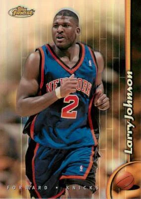 LARRY JOHNSON 1998-99 Topps Finest DOUBLE SIDED REFRACTOR #9 Knicks SSP - Image 1 of 2