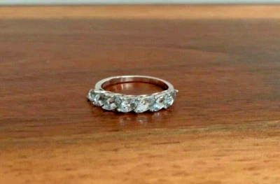 Espirito Santo Brazilian Aquamarine 7 Stone Ring - Size 9 - Image 1 of 4