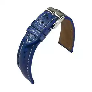 Pulsera de Reloj Tiburón Haifischleder Azul Real Eulit / Eulux - 20 , 22 , 24MM - Picture 1 of 2