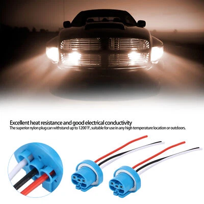 •́Pair 9007 Female Socket Harness Headlight Fog Light For 9004 HB1 HB5 Bulbs - Image 1 of 4