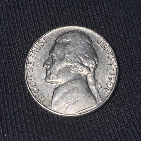 1964 Jefferson five cent nickel Denver D mint mark Cover