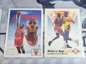 MICHAEL JORDAN 1991 Skybox vs. MAGIC #333 + 1991 UD Art Checklist #75. BULLS - Picture 1 of 1