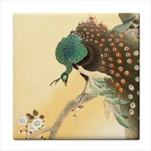 Peacock Ohara Koson Japanese Shin Hanga Art Backsplash Border Ceramic Tile - Picture 1 of 2