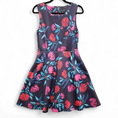 Vestido Cynthia Rowley ajustado y acampanado para mujer talla 6 azul floral elástico LEER POR FAVOR Foto 1 de 4