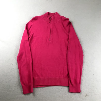 Foxcroft Sweater Womens Large Pink Supima Cotton 1/4 Zip Mock Neck Lightweight - Image 1 of 4