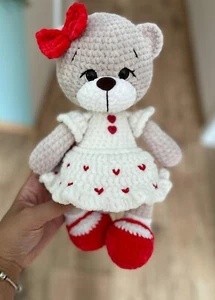 Häkelbär, Plüschtier Amigurumi Bär Geschenk, Teddybär für Mädchen, Teddybär - Bild 1 von 8