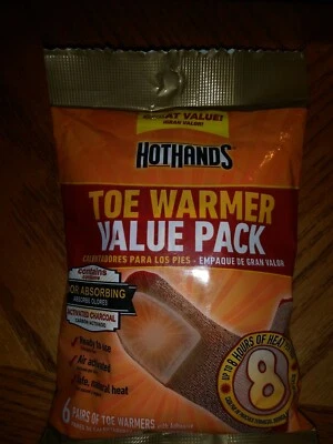 Toe Warmer by Hot Hands Value Pack 8 Heat Hours 6 Pairs of Toe Warmers - Image 1 of 4
