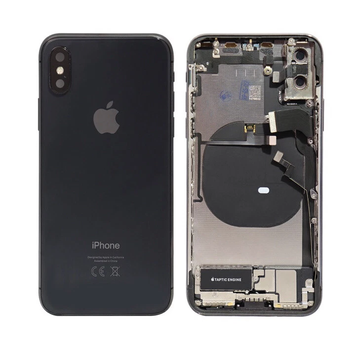 Repuesto de carcasa trasera iPhone X marco negro gris espacial con piezas pequeñas grado B Foto 1 de 4