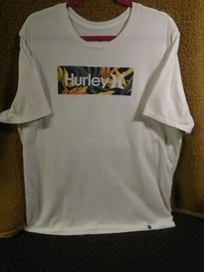 Hurley T SHIRT (Logo & Foilage Graphic) White - MNS SIZE XL 100% Cotton - Picture 1 of 12